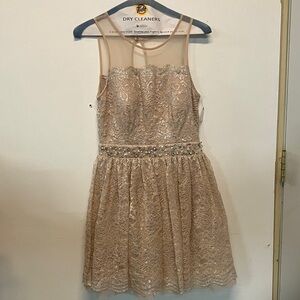 City Studio Kids Lace Dress in Tan